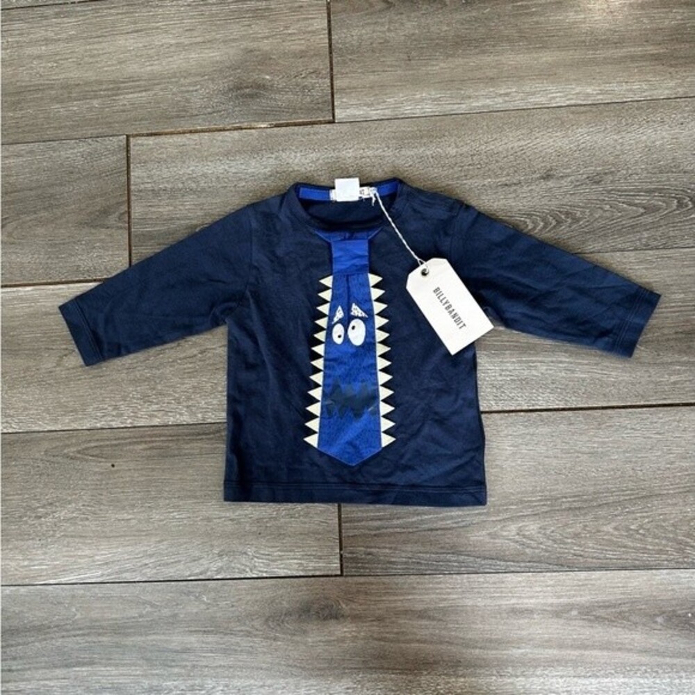 ⭐️NWT BillyBandit Navy Long Sleeve Tee With Monster Tie